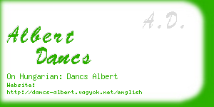 albert dancs business card